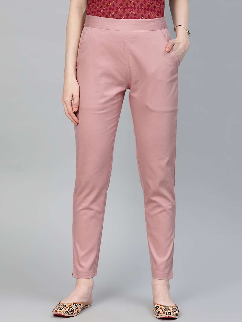 women solid cigarette trouser