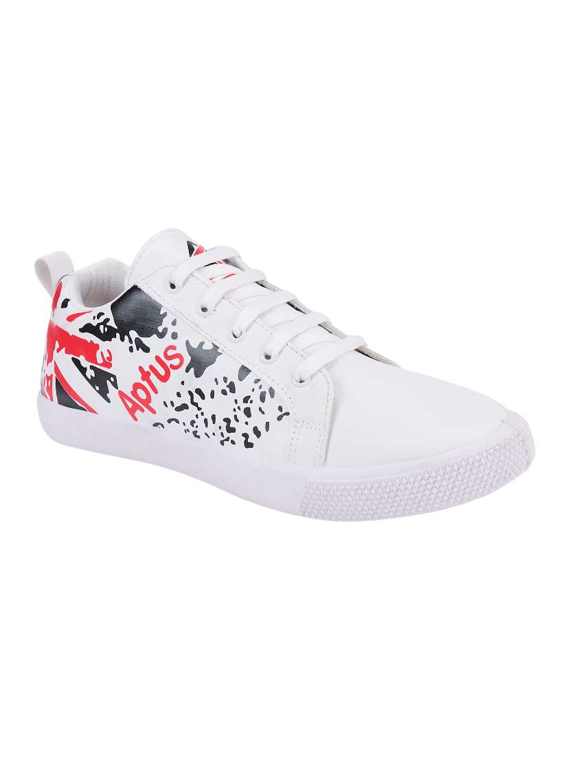 white leatherette lace up sneakers