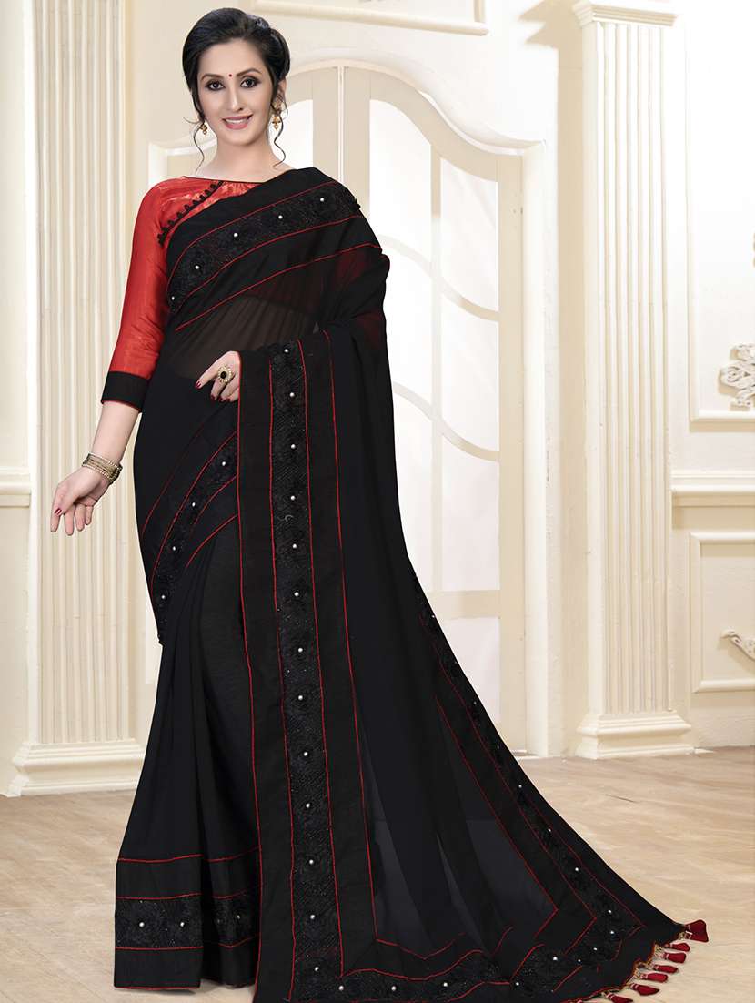 solid bordered saree  with blouse