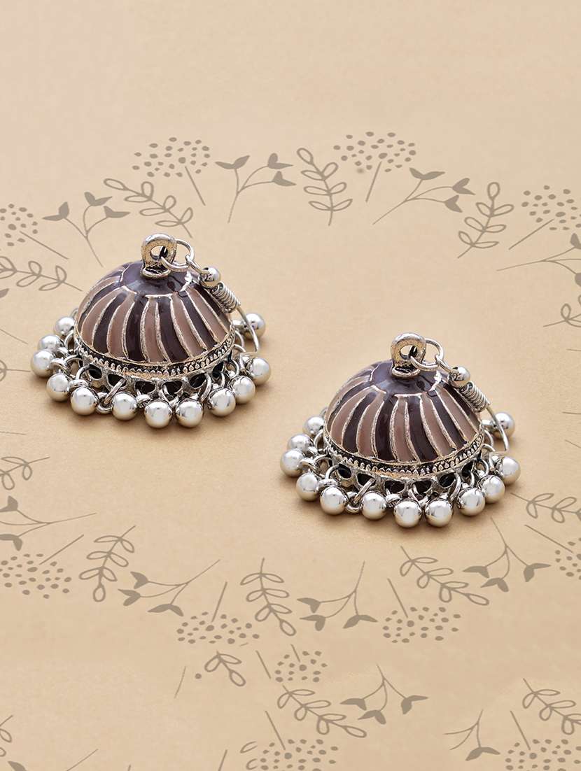 multi colored metal jhumka earring