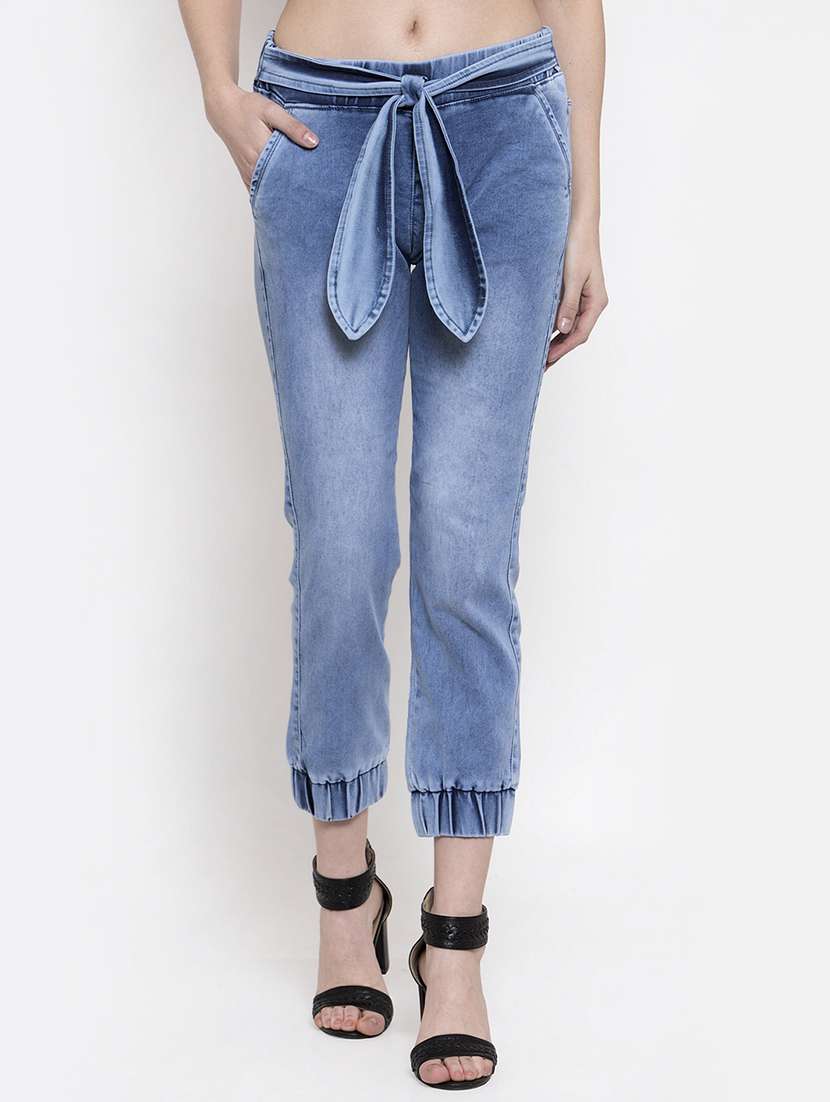 high rise tie front joggers 