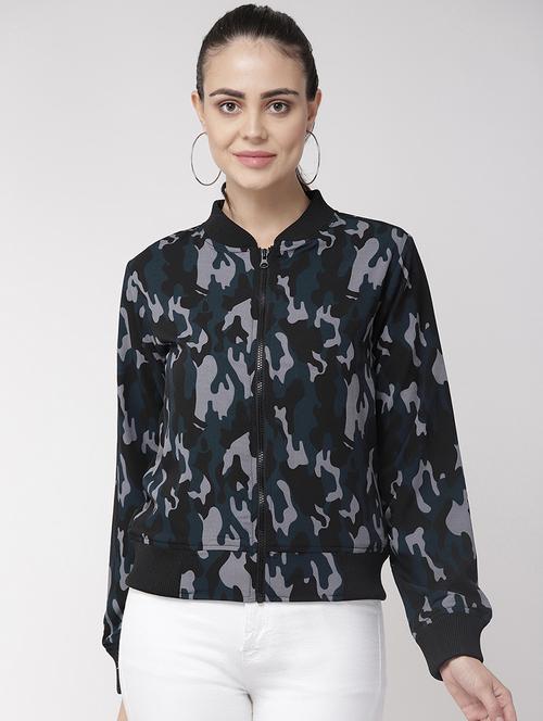 zip up camouflage bomber jacket - 16838215 - Standard Image - 0