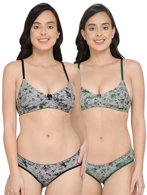 set of 2 bow patch abstract bra and panty set - 16840081 -  Standard Image - 0