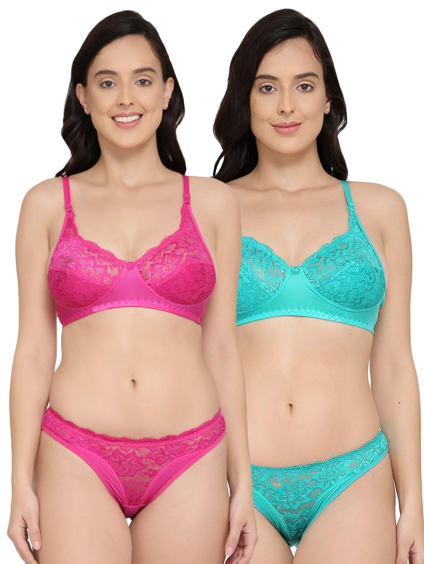 set of 2 laced bra and panty set - 16840097 - Zoom Image - 0
