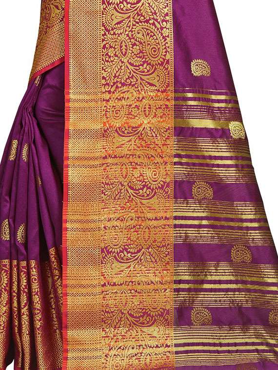 self design bordered saree with blouse - 16840243 -  Standard Image - 3