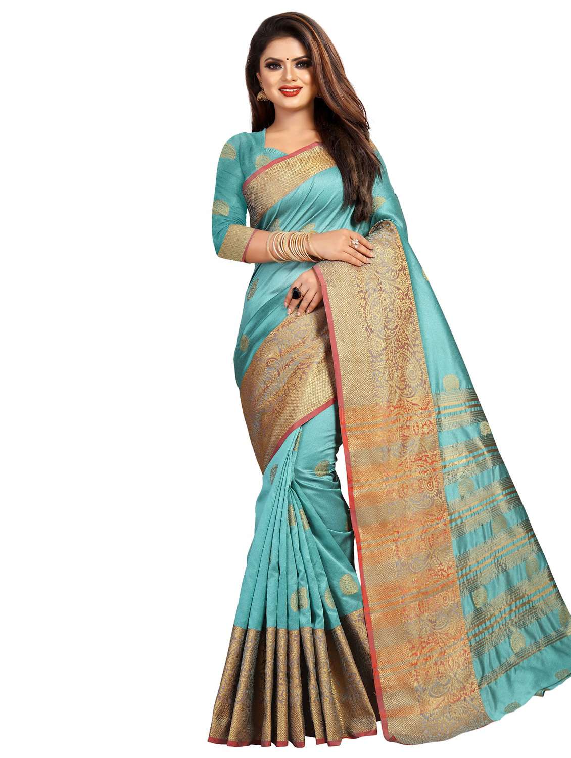 self design bordered saree with blouse