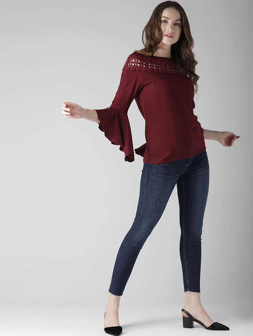 bell sleeves lace panel top - 16840322 - Standard Image - 3