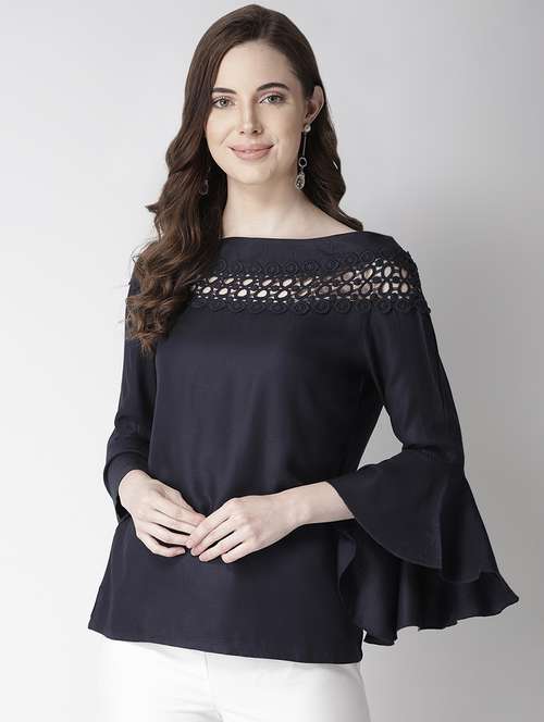 bell sleeves lace panel top - 16840323 - Standard Image - 0
