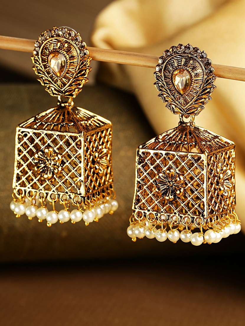 gold brass jhumka earring