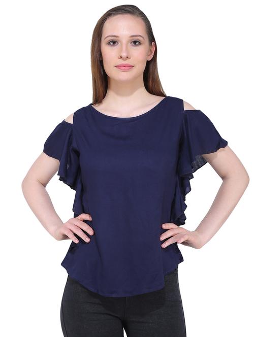 cold shoulder ruffle detail top - 16841313 - Standard Image - 0