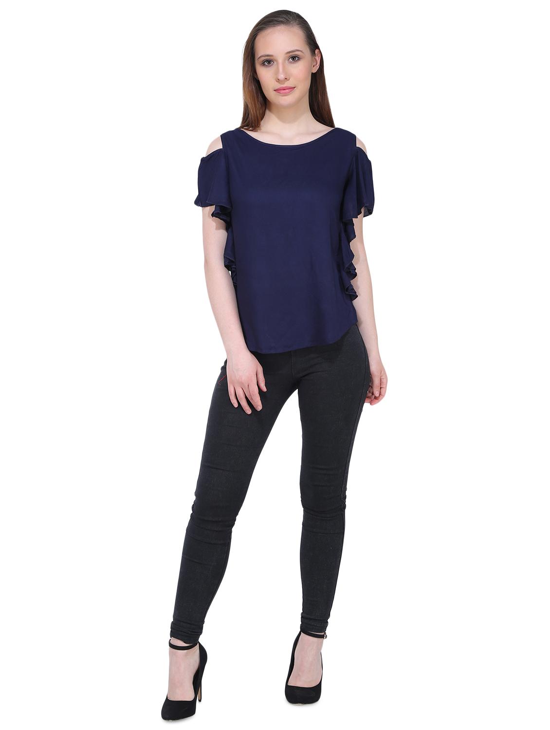 cold shoulder ruffle detail top - 16841313 - Standard Image - 3