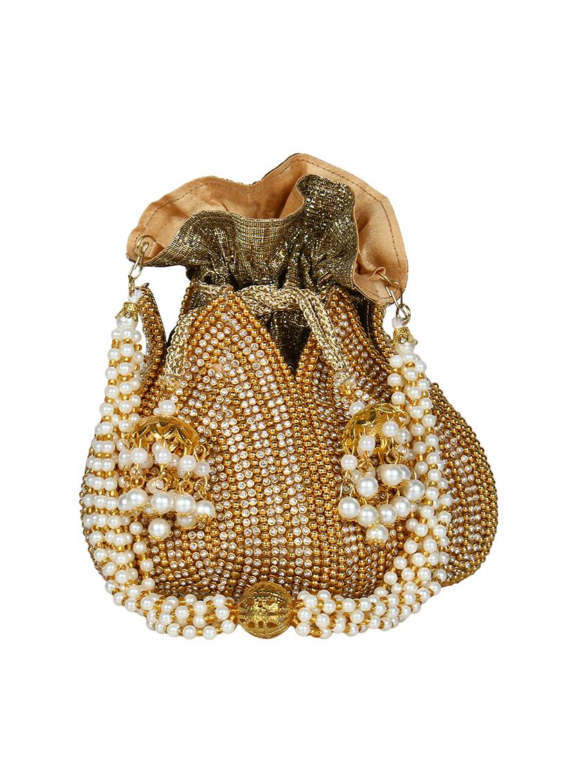 gold faux silk ethnic potli