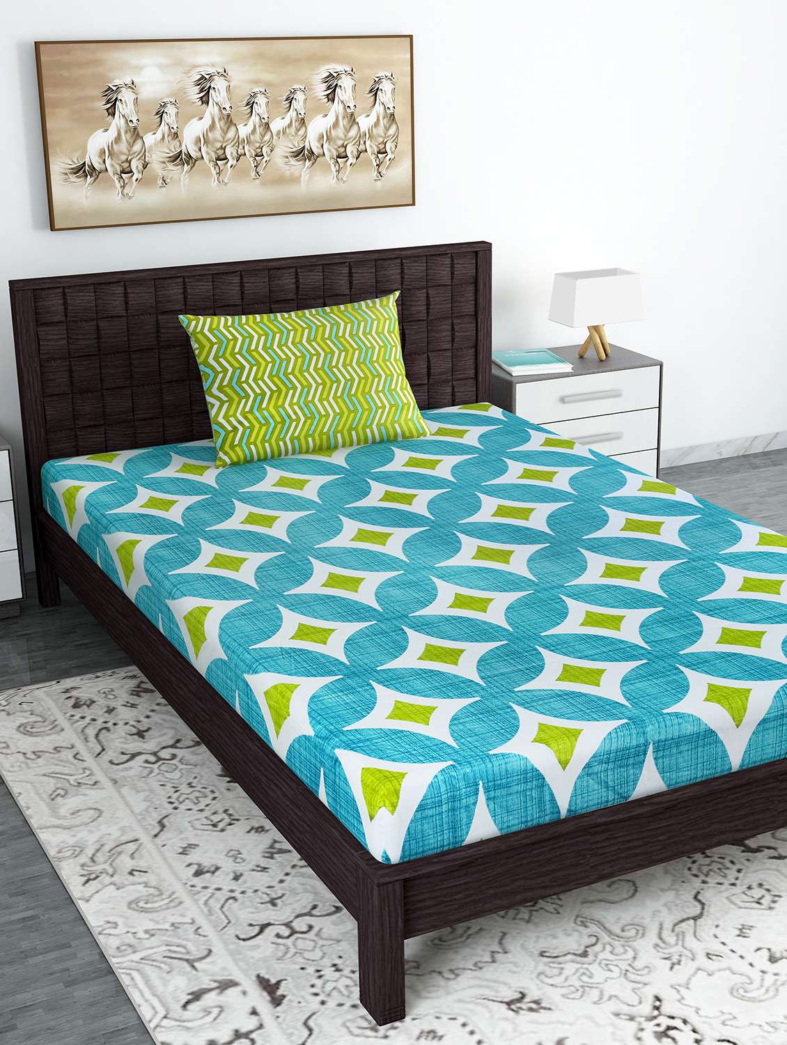 cotton single bedsheet with 1 pillow cover 