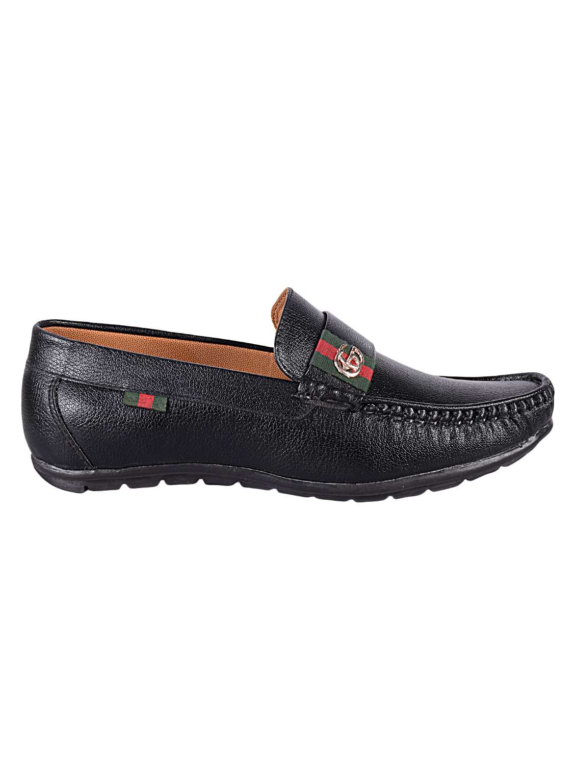 black leatherette slip on loafer