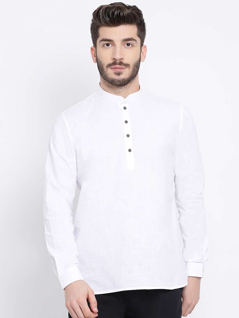 white solid short kurta