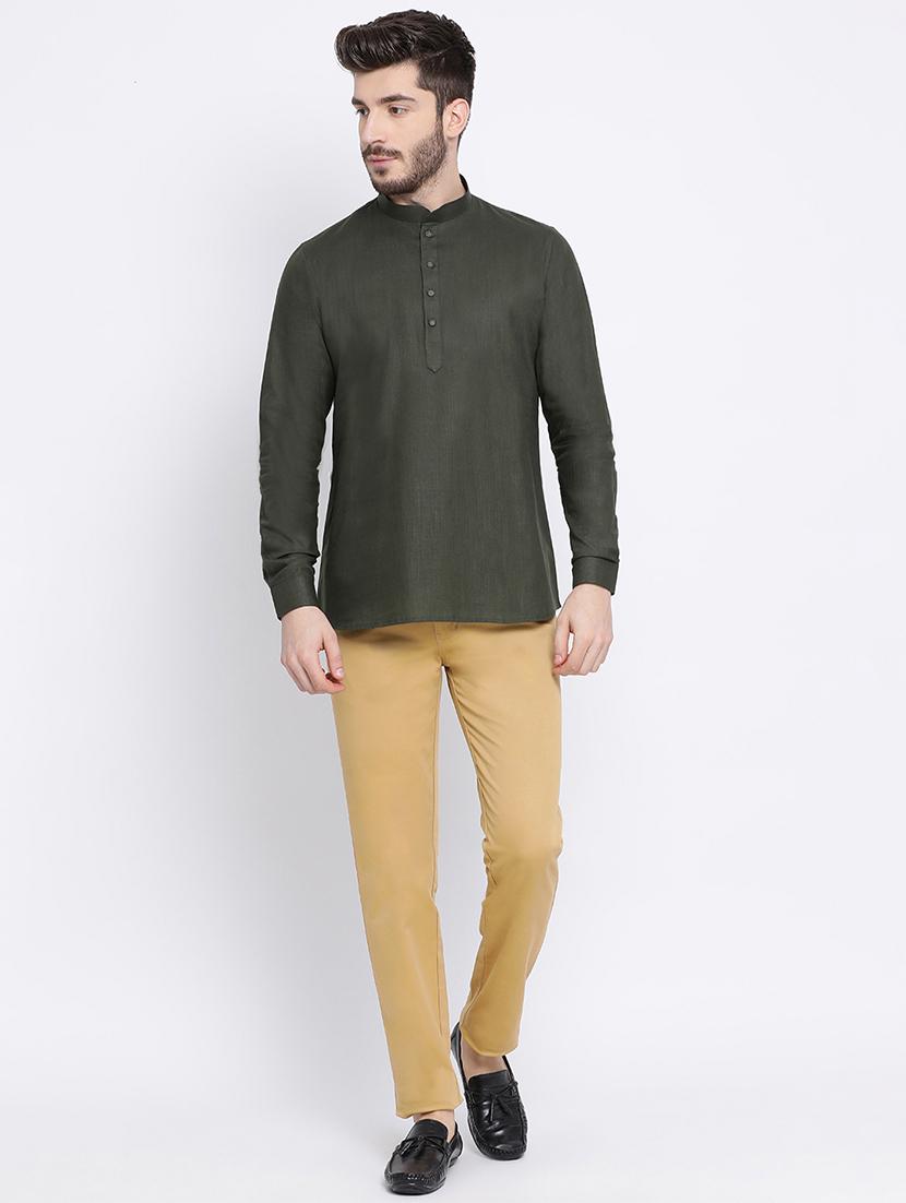 green solid short kurta - 16843317 - Standard Image - 3