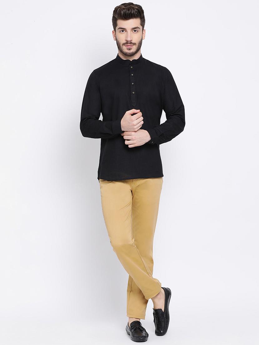 black solid short kurta - 16843321 - Standard Image - 3