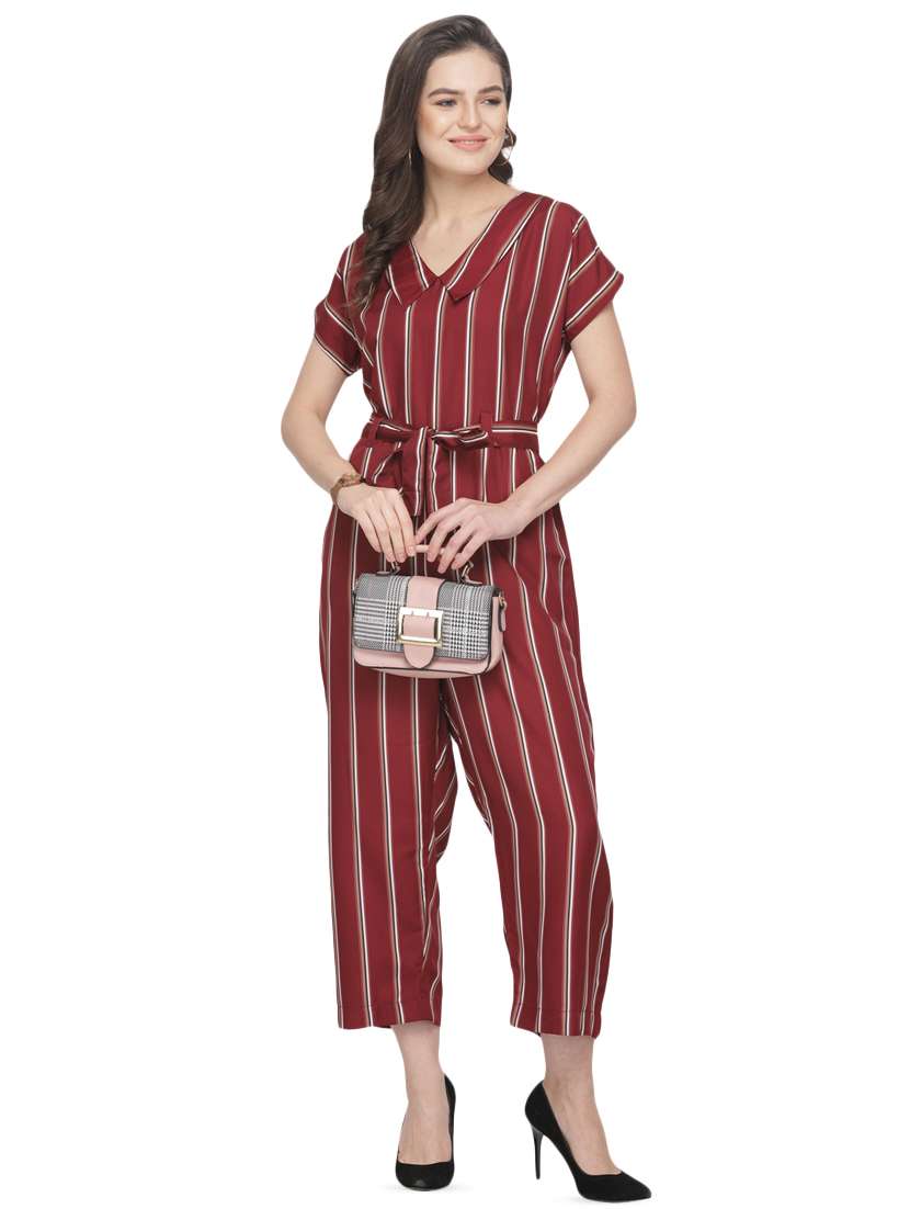 tie front striped jumpsuit - 16843953 - Zoom Image - 0