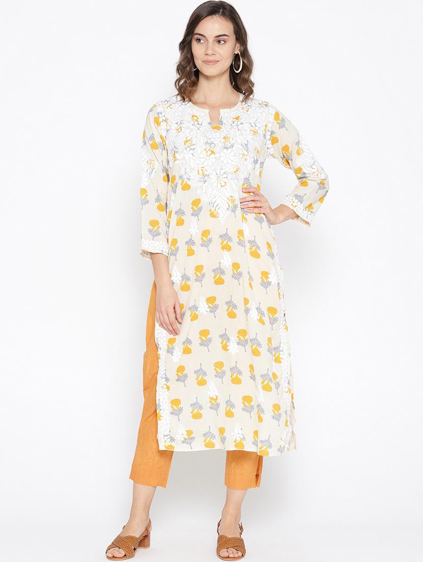chikankari pastel kurta - 16844240 - Zoom Image - 0