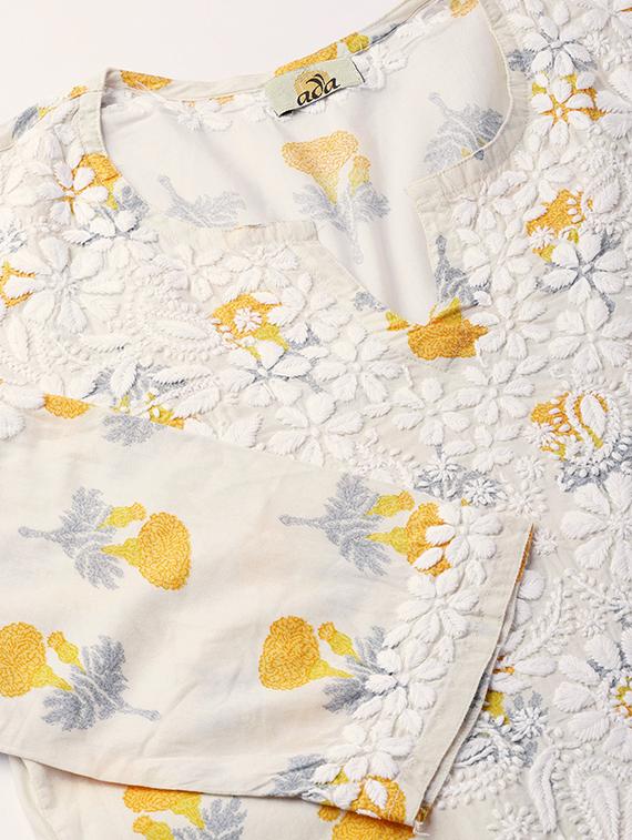 chikankari pastel kurta - 16844240 - Standard Image - 3