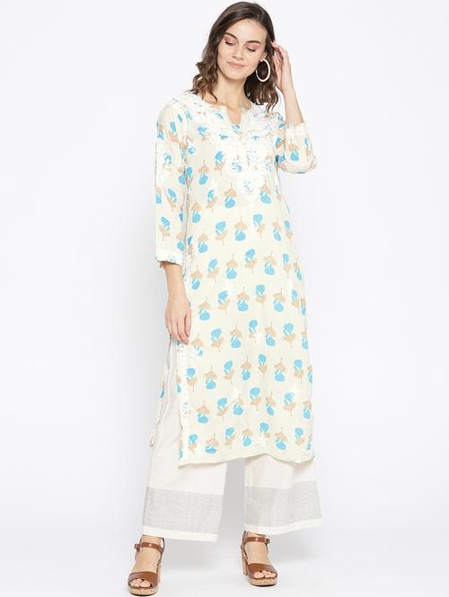 chikankari pastel kurta - 16844241 -  Standard Image - 0