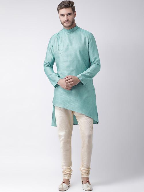 blue jacquard kurta pyjama set - 16847924 -  Standard Image - 0