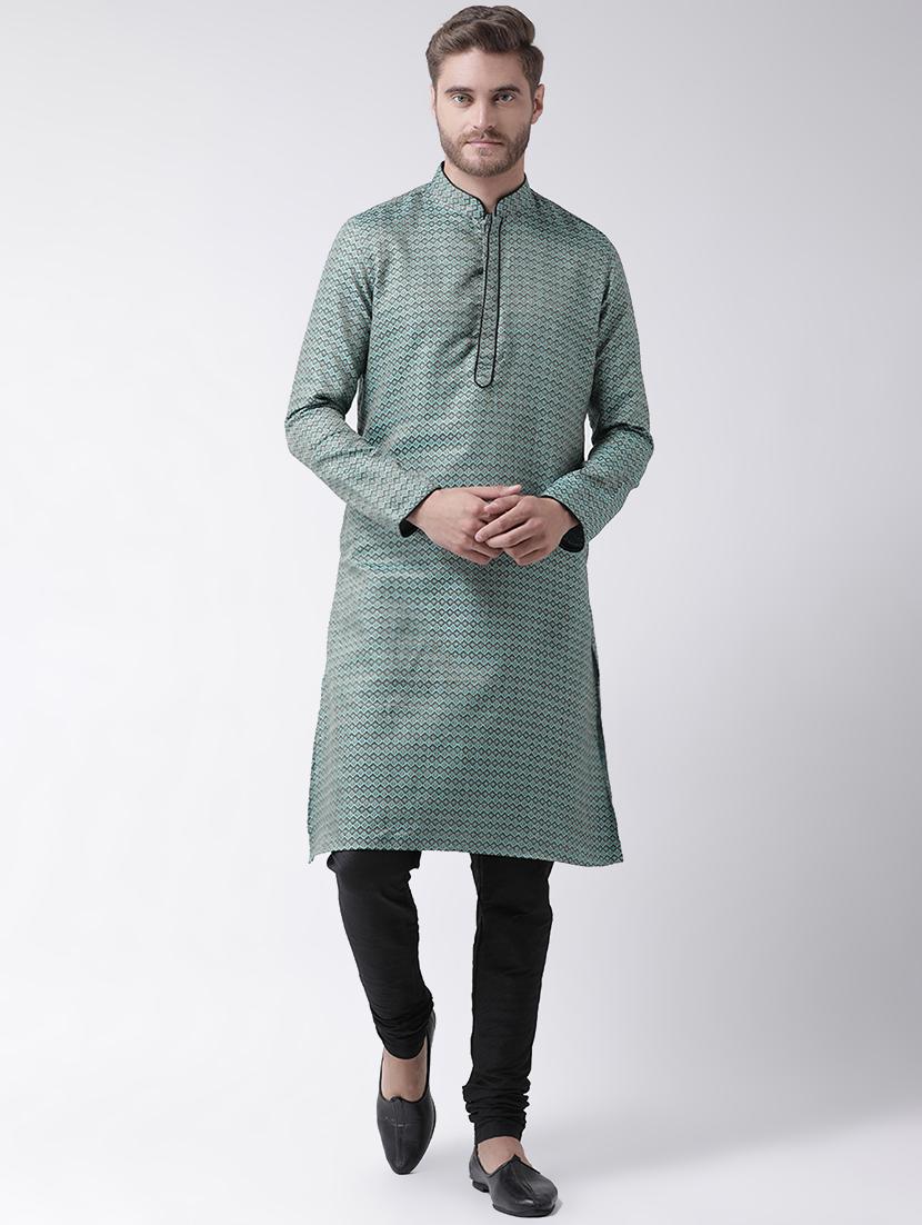 blue jacquard kurta pyjama set - 16847929 - Zoom Image - 0