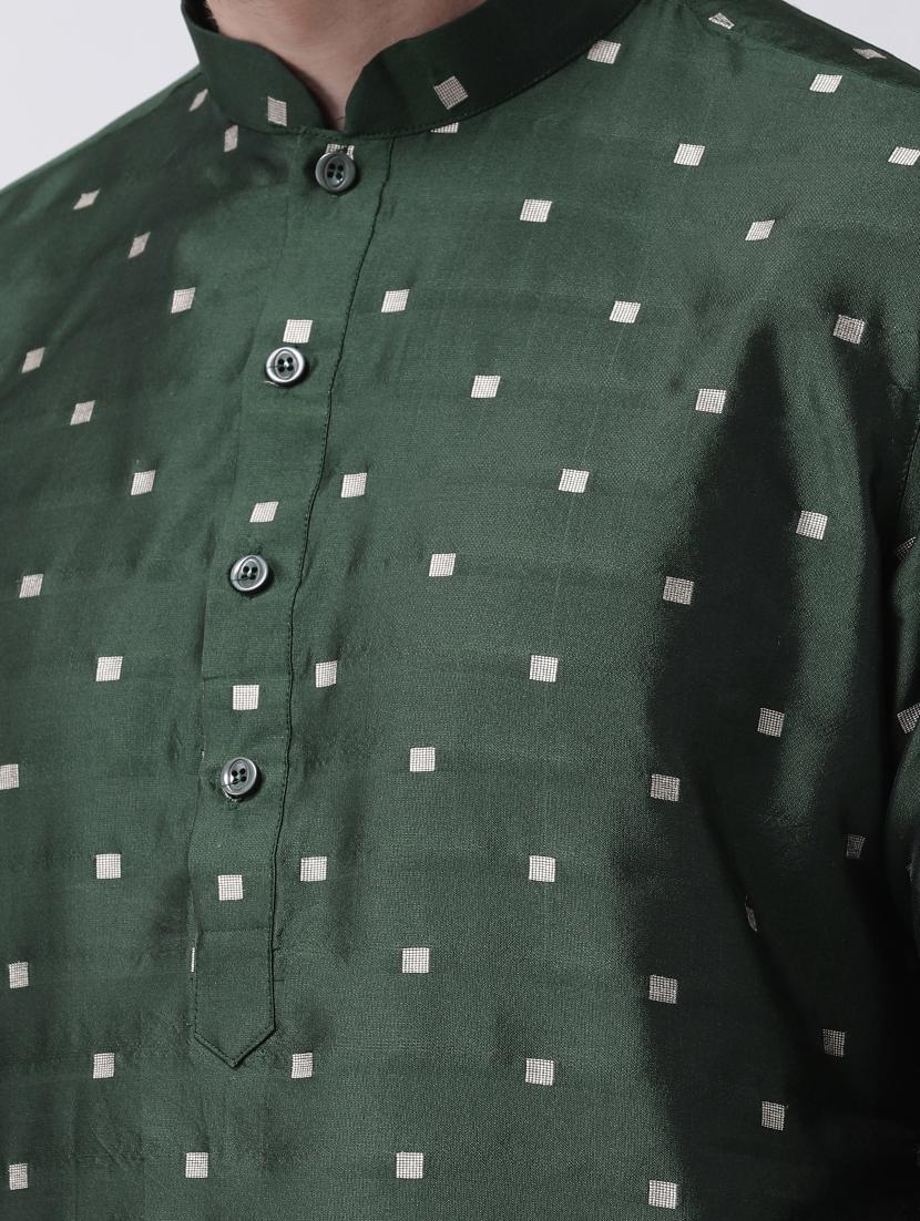 green brocade kurta pyjama set - 16847931 - Standard Image - 3