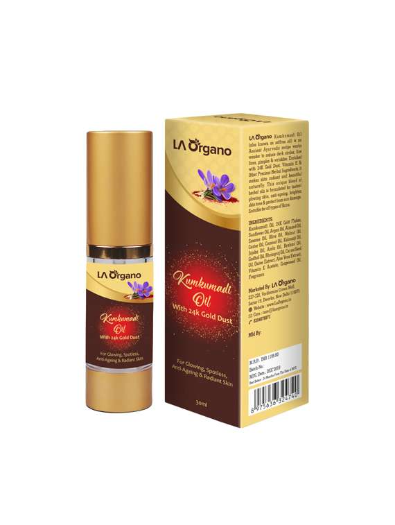 la organo kumkumadi oil enriched with gold dust for glowing,spotless,anti-ageing & radiant skin-30ml