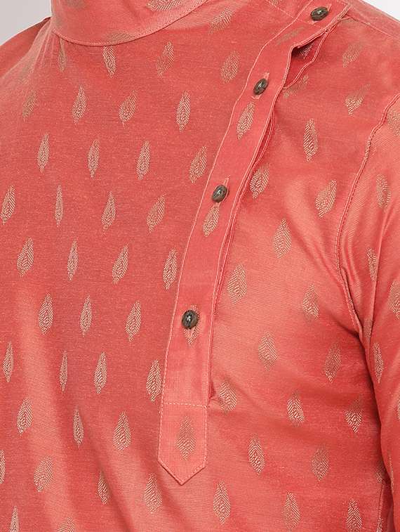 men self design mandarin neck asymmetric kurta - 16848362 - Standard Image - 3