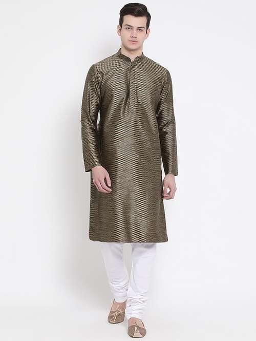 men geometric kurta churidar ethnic wear set - 16848383 - Standard Image - 0