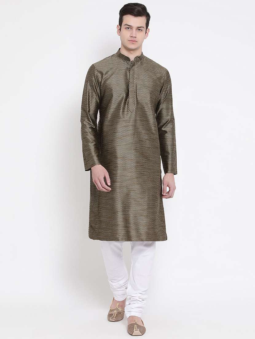 men geometric kurta churidar ethnic wear set - 16848383 - Zoom Image - 0