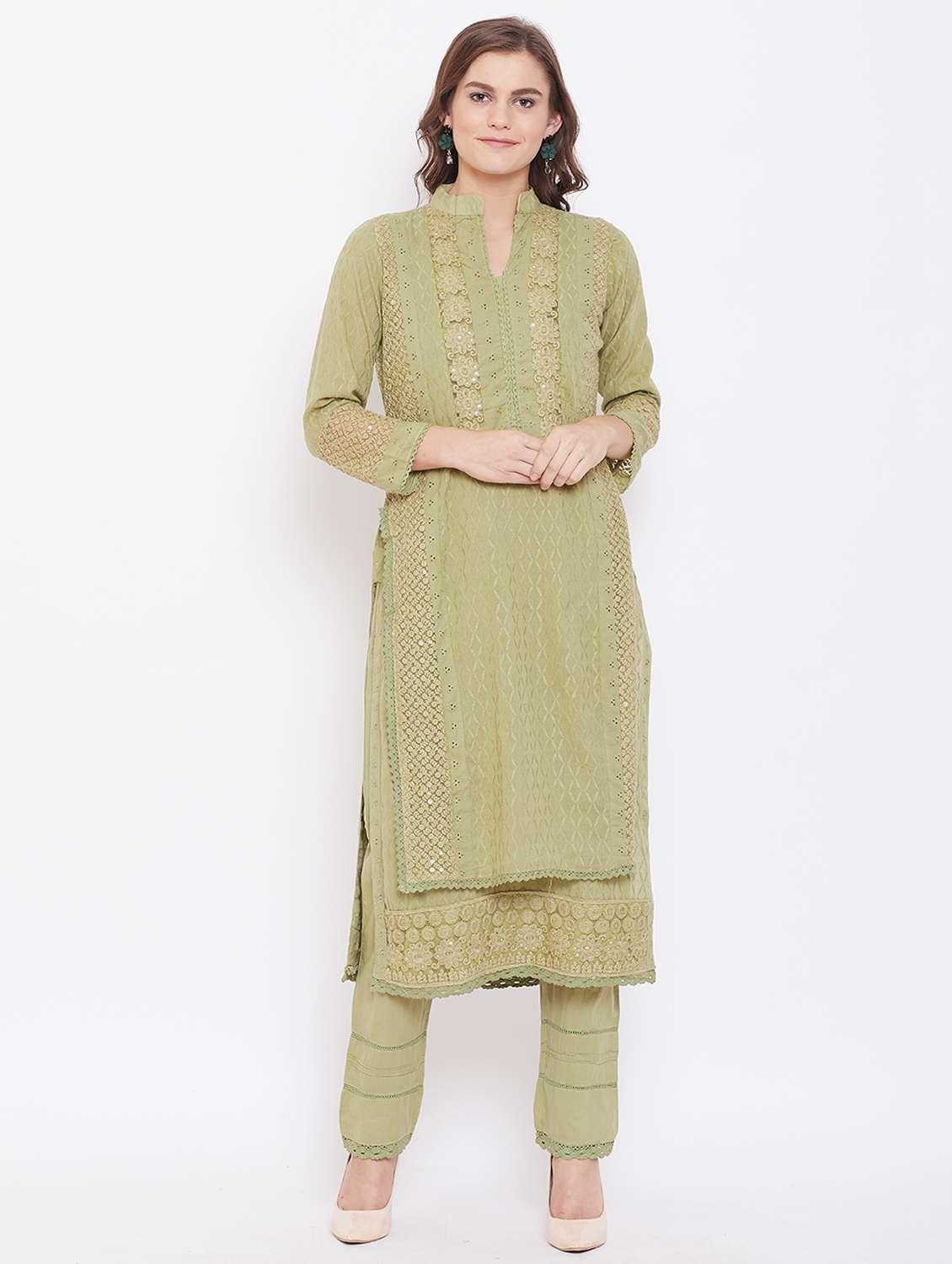 Buy online Embroidered Kurta Pant Set from ethnic wear for Women by