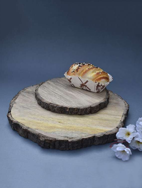  wooden round platter set