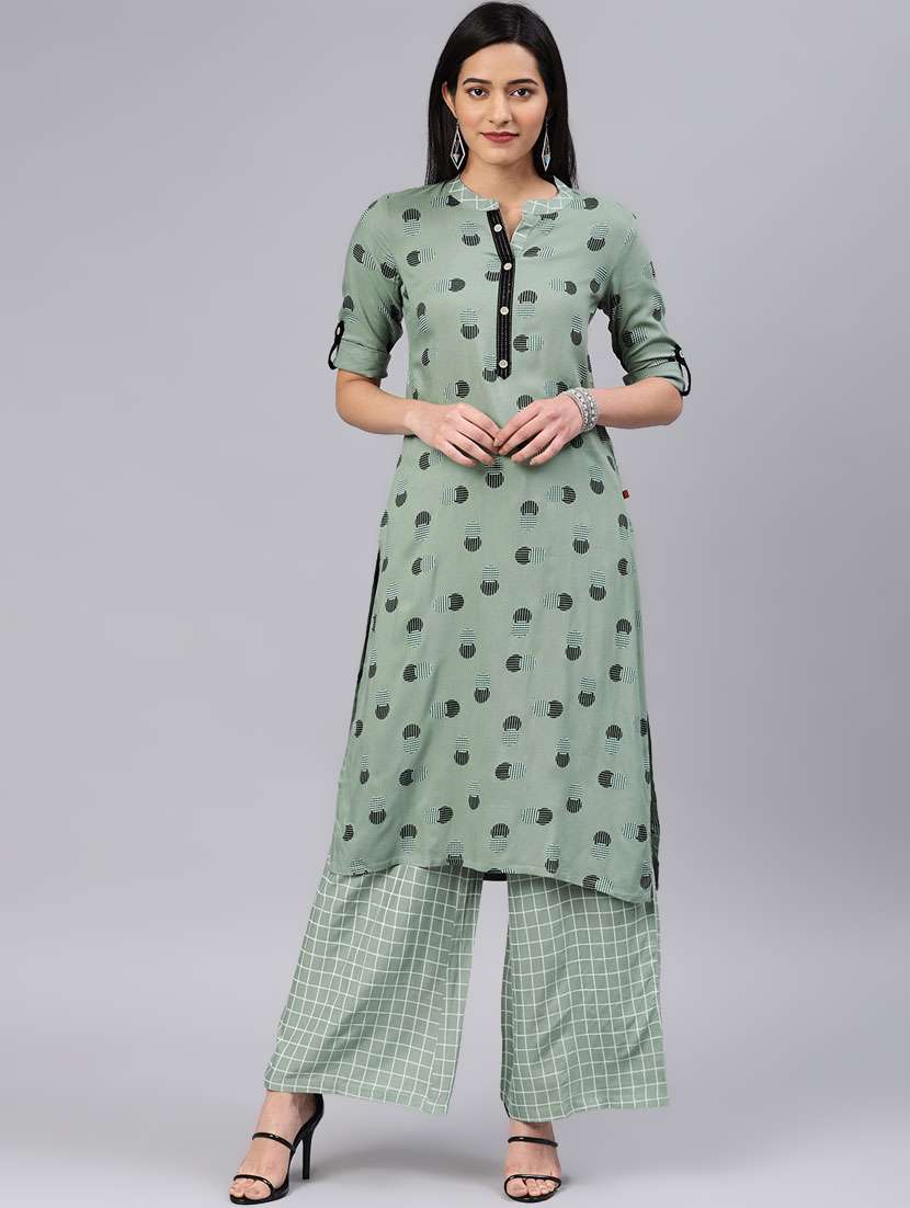 geometric print kurta palazzo set