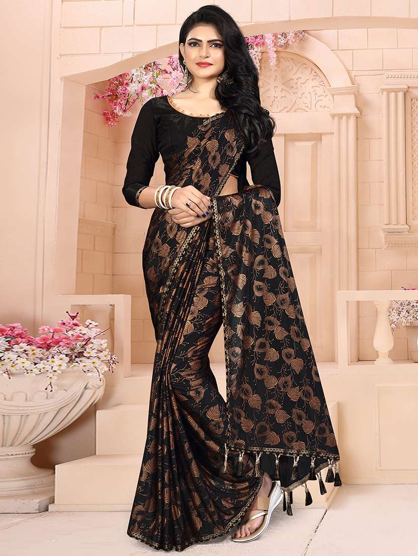 foil printed saree with blouse