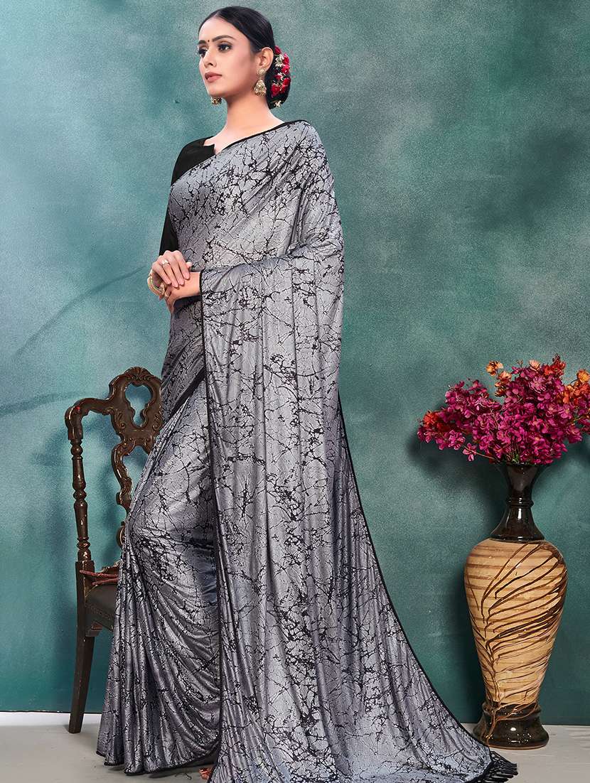 foil printed saree with blouse