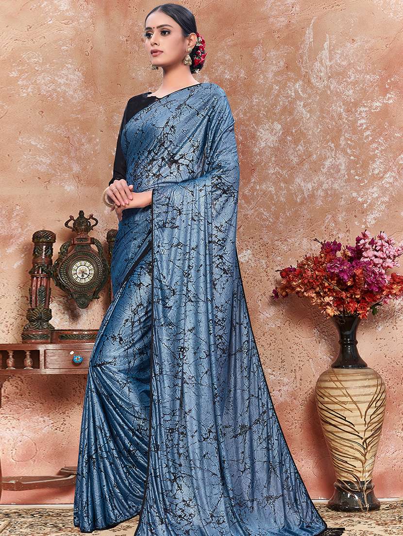 foil printed saree with blouse