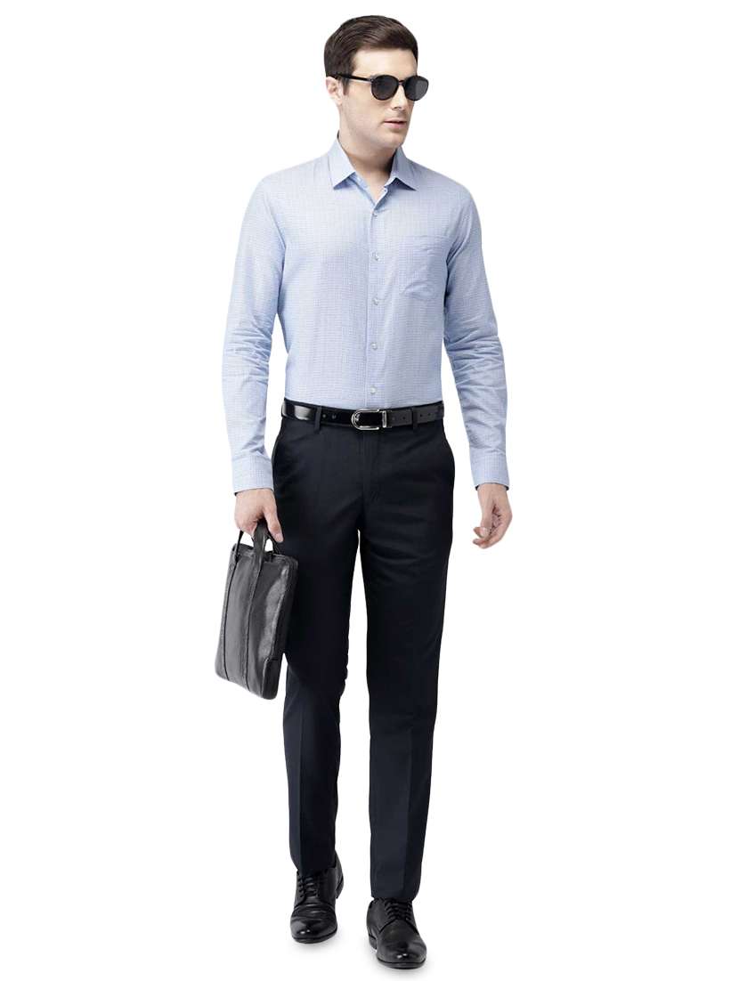 navy blue solid flat front formal trouser - 16857810 -  Standard Image - 3