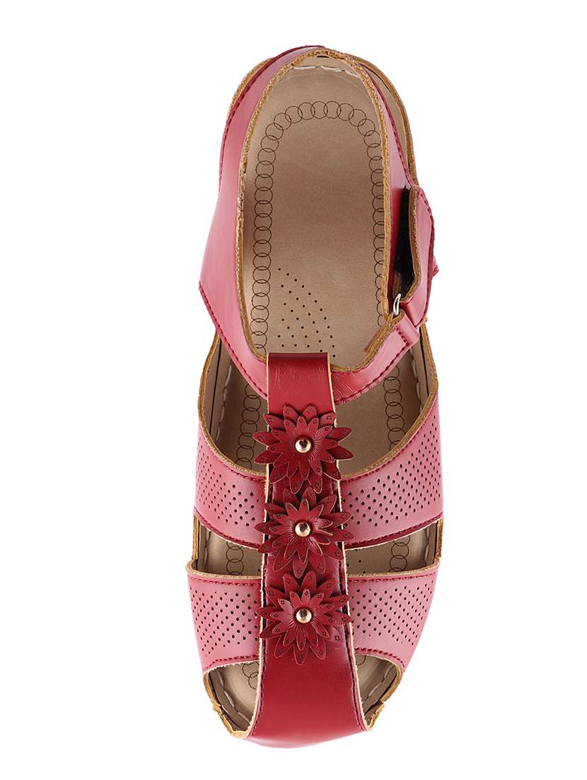 red back strap sandals - 16857975 - Standard Image - 3