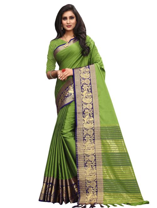 women's bordered green colored saree with blouse - 16860277 - Standard Image - 0