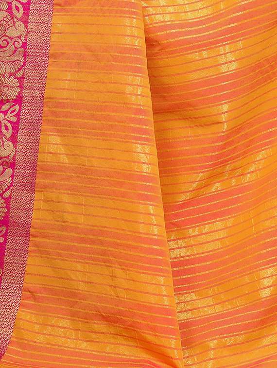 women's self design mustard colored saree with blouse - 16860285 - Standard Image - 3