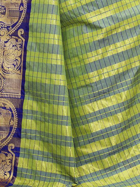 women's self design olive colored saree with blouse - 16860295 -  Standard Image - 3