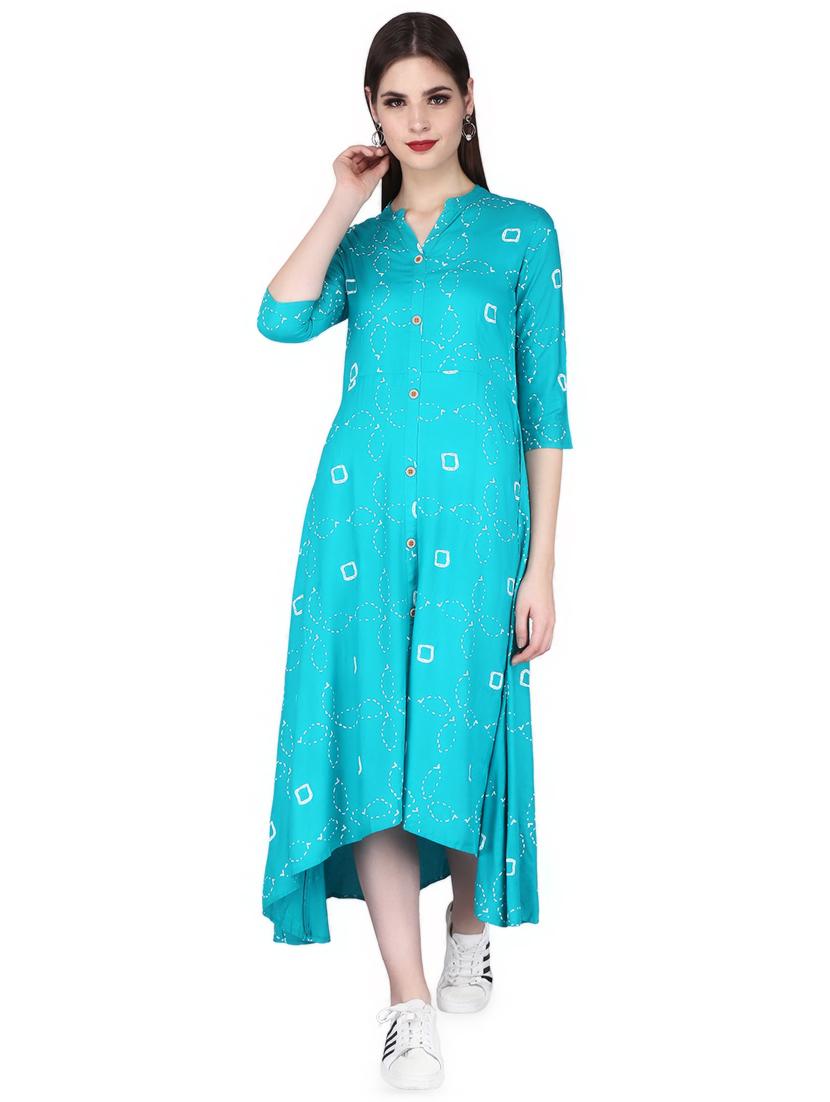 printed asymmetric ethnic dress - 16860315 - Zoom Image - 0