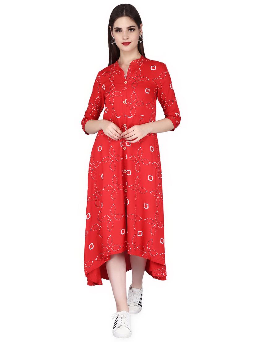 printed asymmetric ethnic dress - 16860316 - Zoom Image - 0