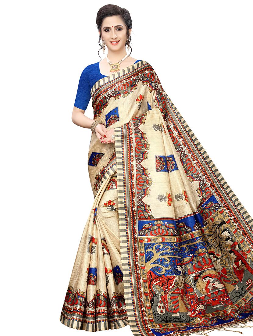 floral printed saree with blouse - 16860488 - Zoom Image - 0