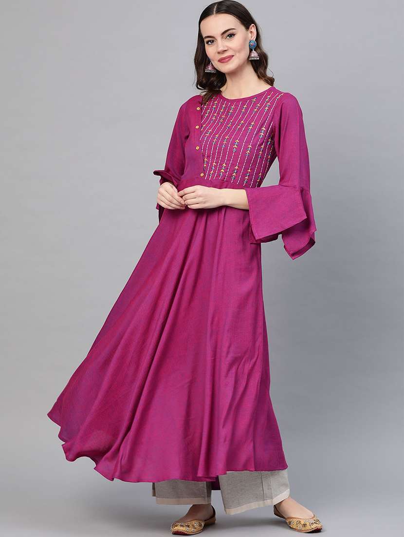 embroidered flared kurta
