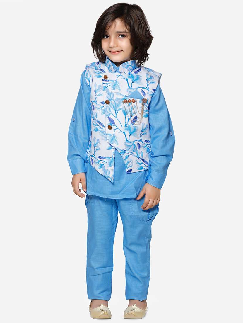light blue cotton kurta sets - 16863760 - Zoom Image - 0