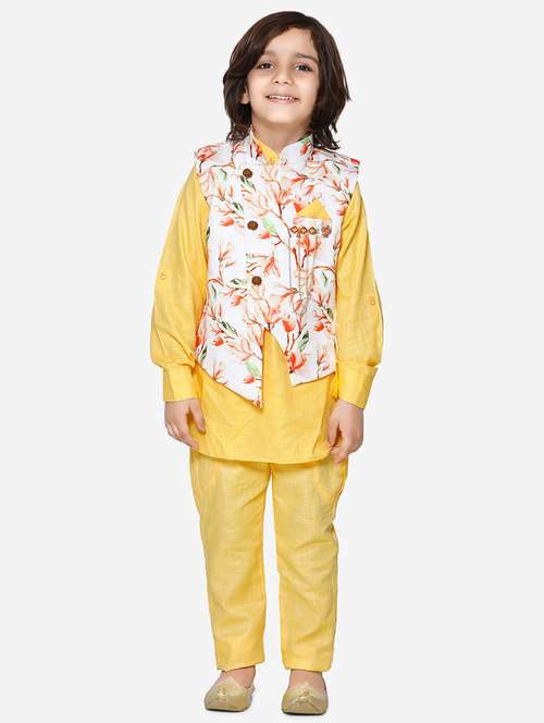 yellow cotton kurta sets - 16863762 - Standard Image - 0