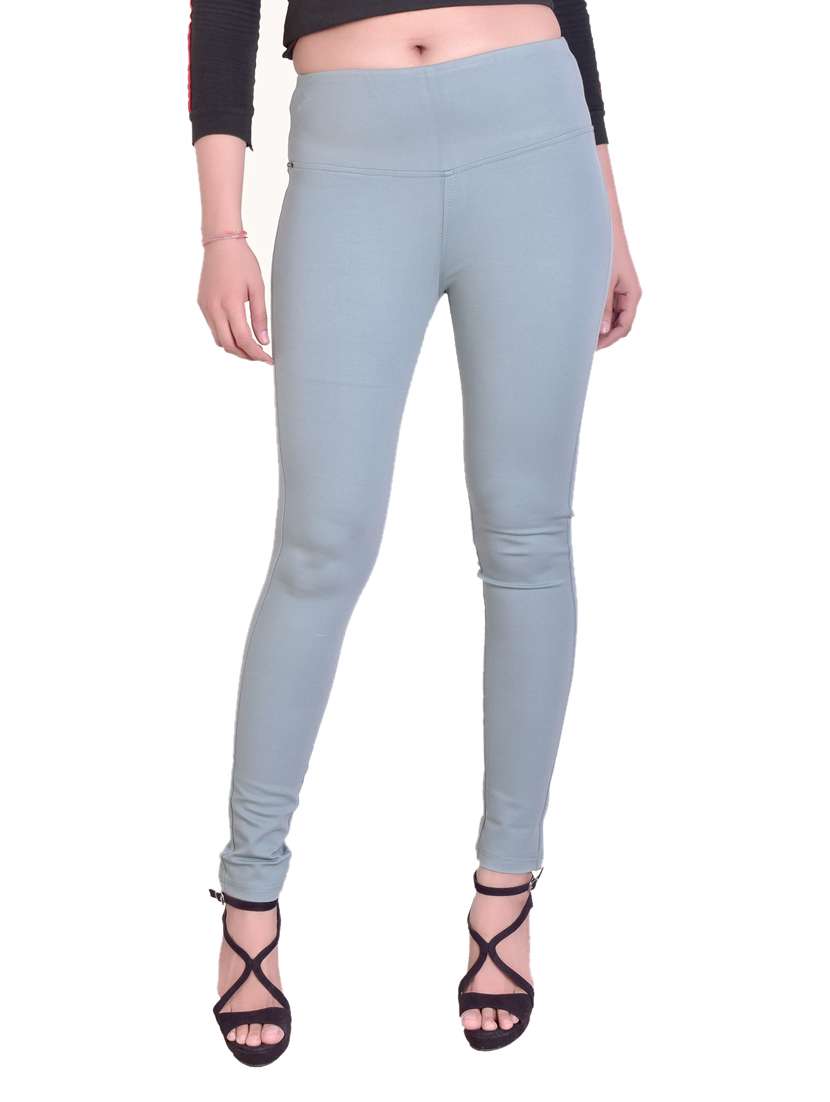 blue solid mid rise full length jegging - 16864372 - Zoom Image - 0